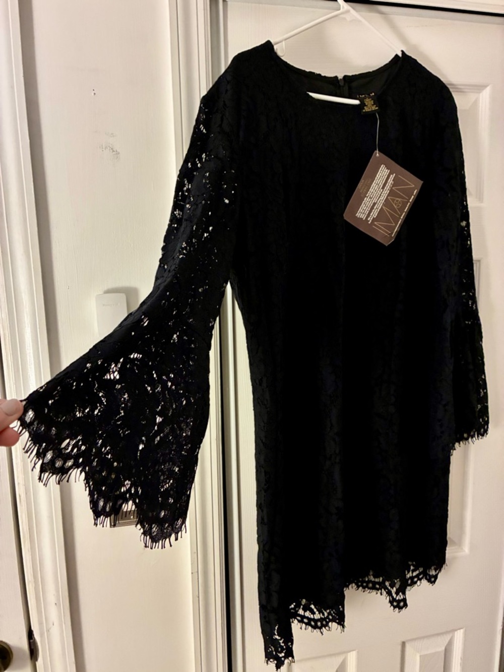 NWT-Black Lace Bell-Sleeve Dress 1x